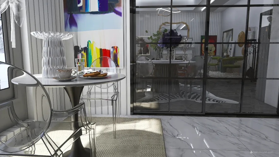 Modern White Grey Kitchen 3d design renderings