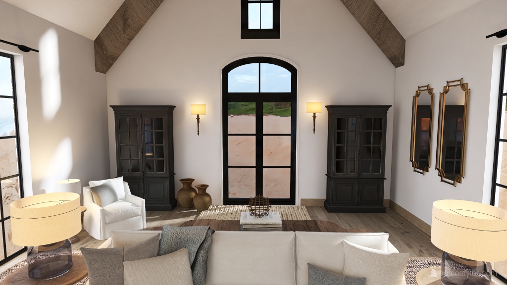 Modern Farmhouse Living Room 3d design renderings
