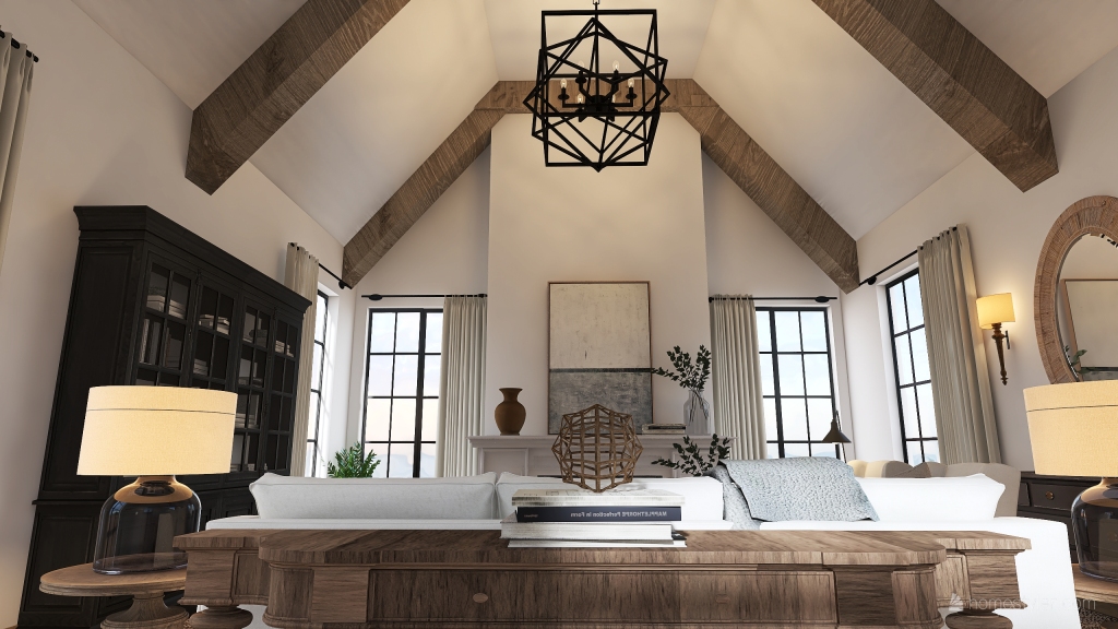 Modern Farmhouse Living Room 3d design renderings