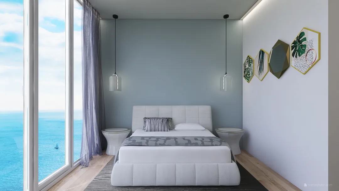 Residence at the Seaside - Bedroom 3d design renderings