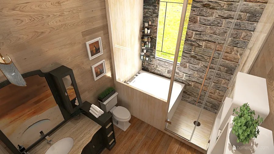 Farmhouse Rustic v2_CABIN HOME WoodTones Black 3d design renderings