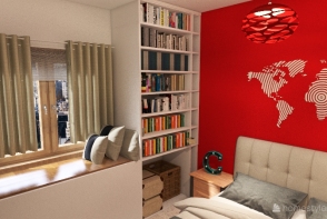 Booklover's Bedroom Design Rendering