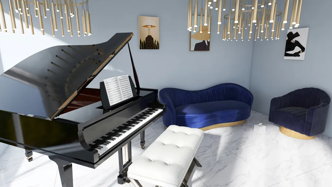 Piano room 3d design renderings