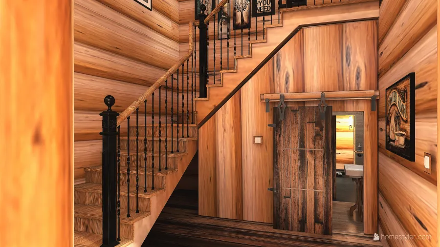 Farmhouse Rustic WoodTones Black Entrance/Foyer 3d design renderings