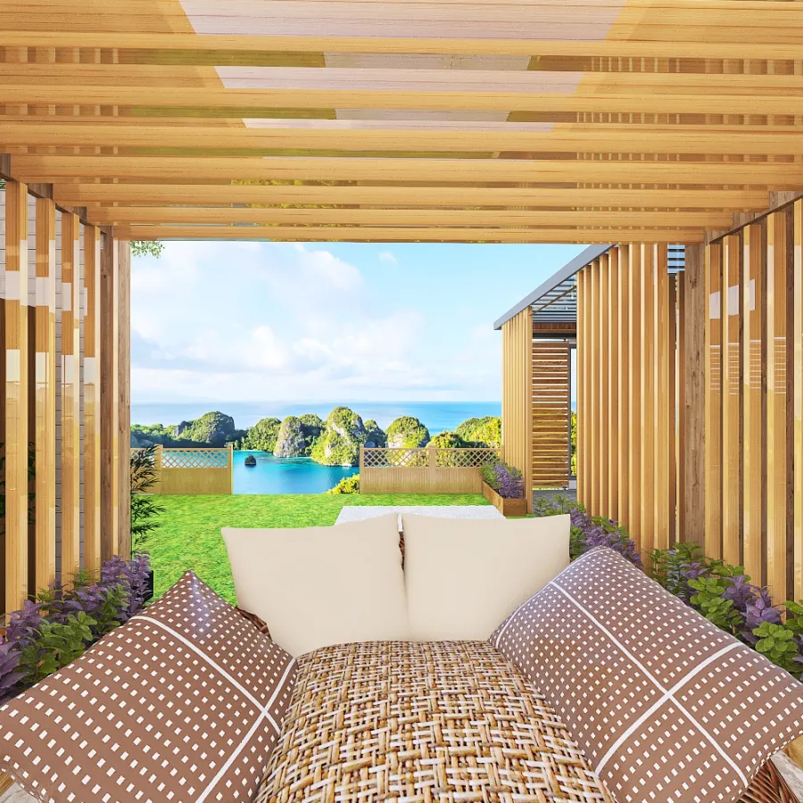 Rustic WabiSabi WoodTones Living Room 3d design renderings