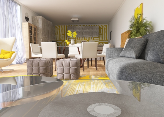 Pantone 2021 Yellow & Grey Home Design Rendering