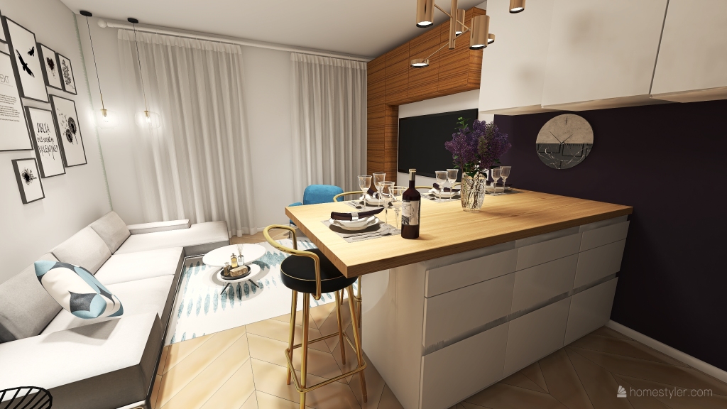 biała kuchnia wolna wanna 3d design renderings