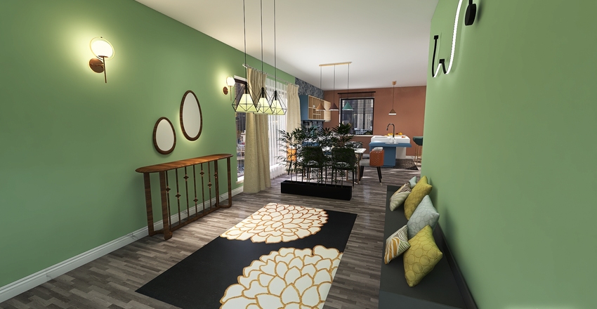 Otwarta przestrzeń-mieszkanie Interior Design Render