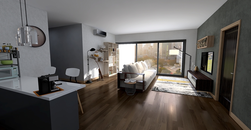 2 Bedroom Apartment Interior Design Render