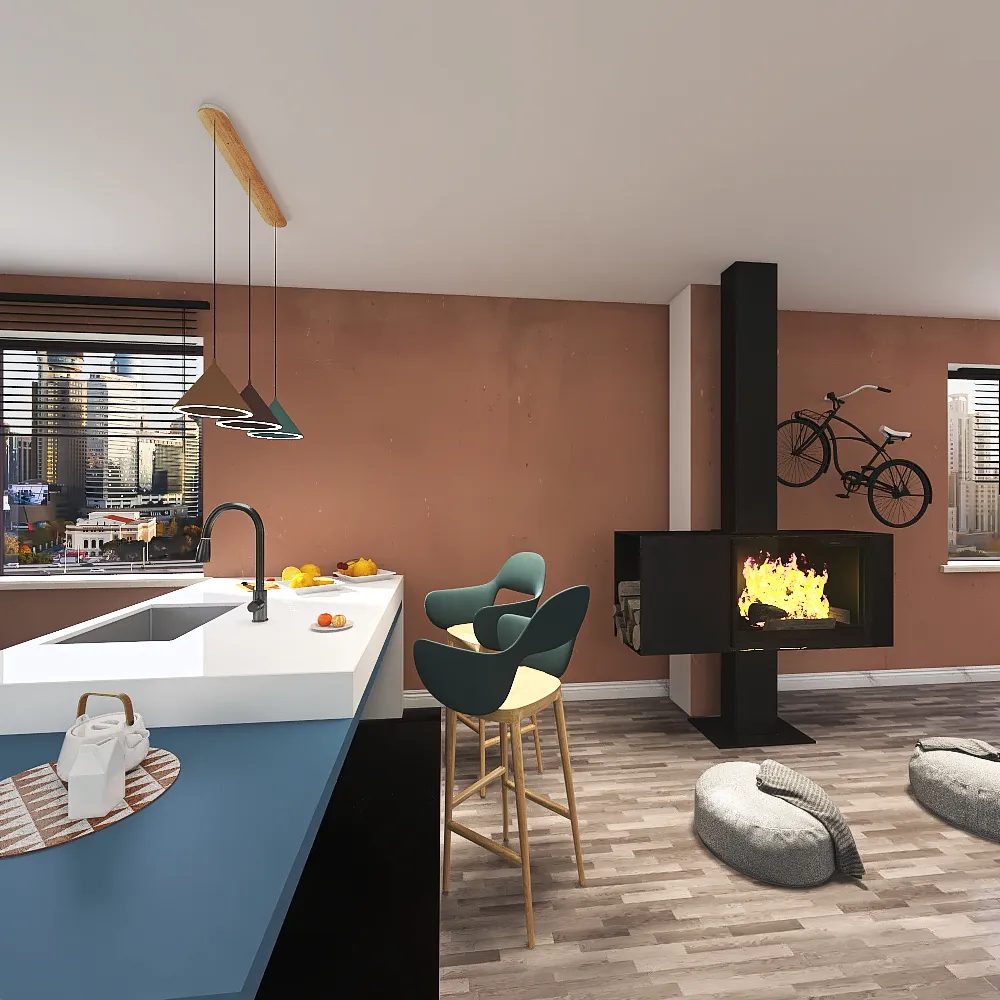 Otwarta przestrzeń-mieszkanie 3d design renderings