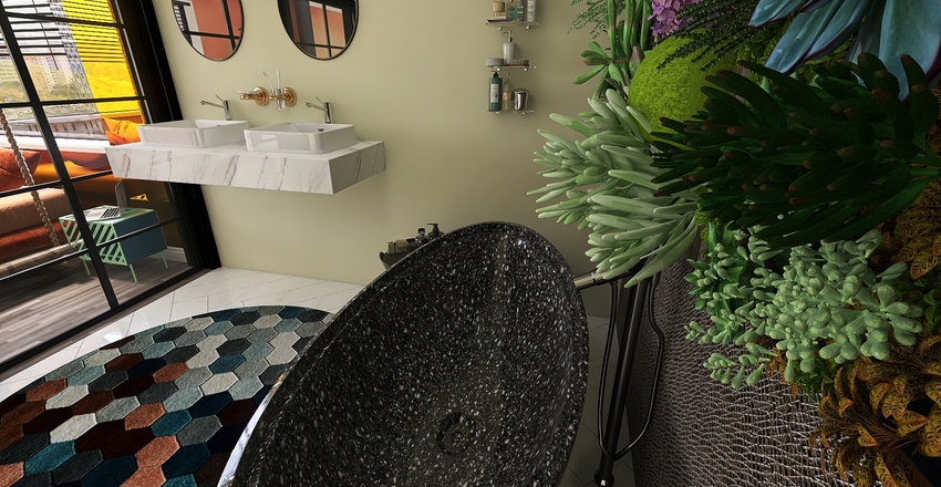 Otwarta przestrzeń-mieszkanie Interior Design Render