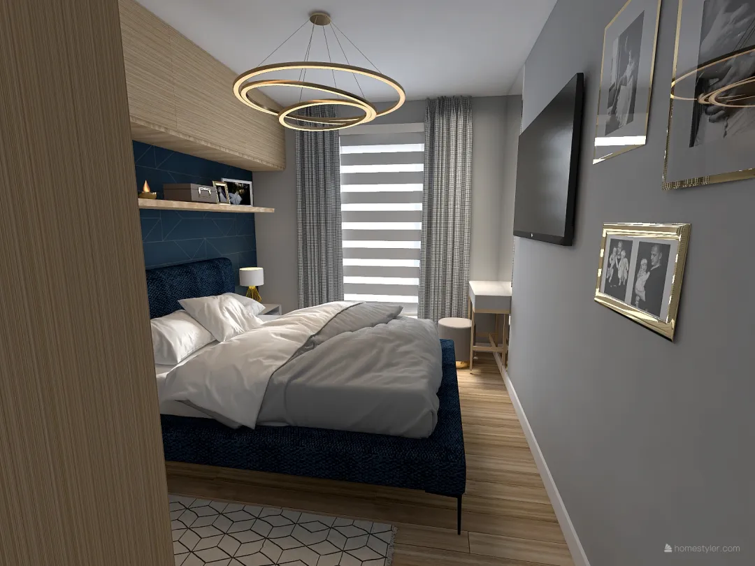Small bedroom glamour/modern 3d design renderings