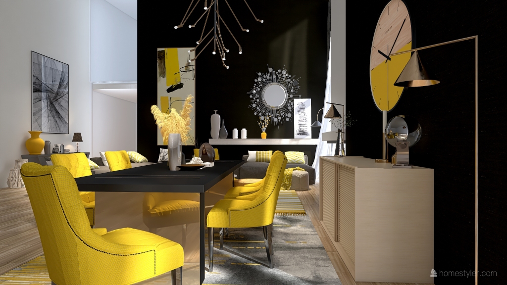 Bauhaus Modern Pantone Yellow Grey Black WarmTones 3d design renderings