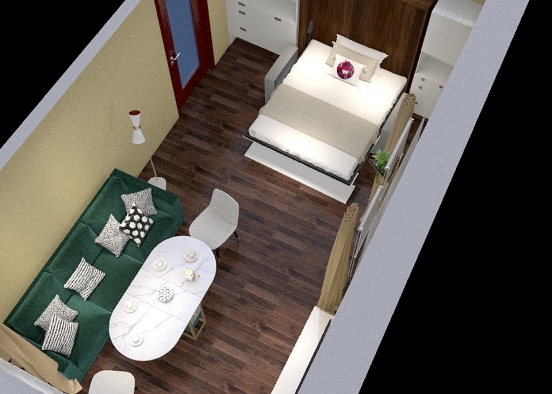 Спальня-гостиная и балкон Design Rendering