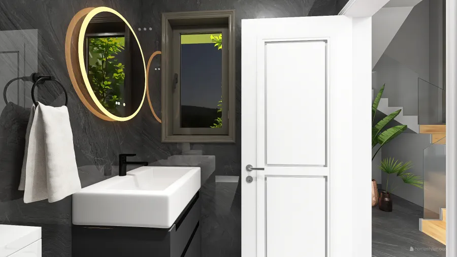 Modern White Grey Red Black Bathroom 3d design renderings