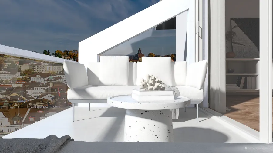 Grey Attic Apartment 3d design renderings