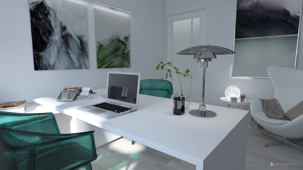 Contemporary White Yellow Green Orange ColdTones Library 3d design renderings
