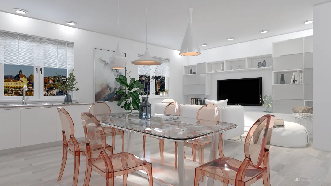 Contemporary Casa Mercurio White Yellow Green Orange ColdTones 3d design renderings