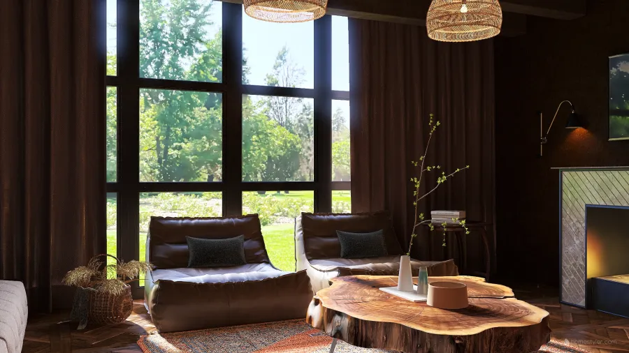 #HSDA2020RESIDENTIAL brown livingroom and bathroom 3d design renderings