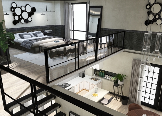 Bauhaus Contemporary Two-storey apartment with Bauhaus model collection Design Rendering