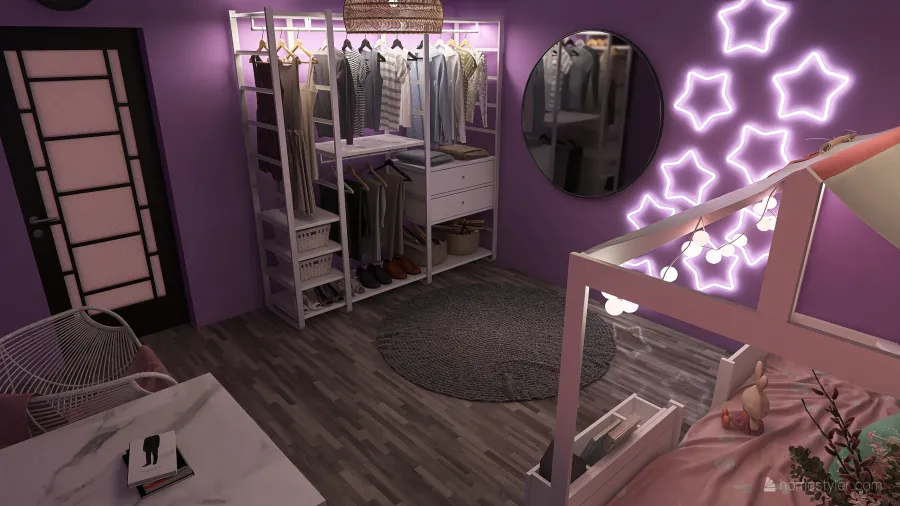 bedroom for girl 3d design renderings