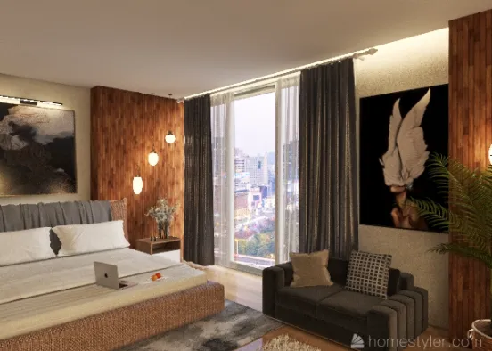 bedroom with dressing Design Rendering