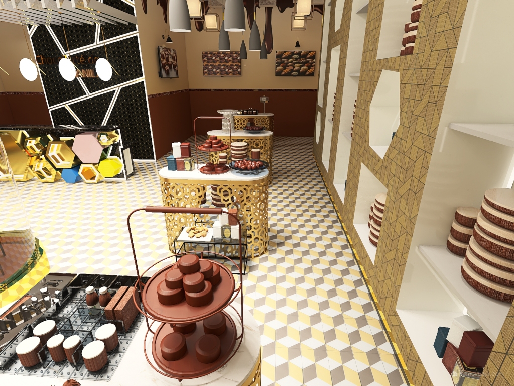Chocolatt'e de Manila (100 sqm Chocolate/Candy shop) 3d design renderings