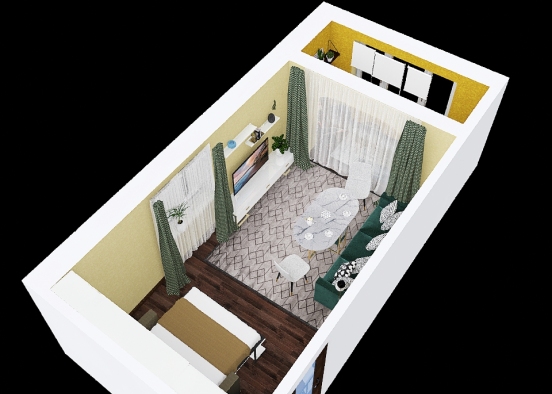 Copy of Спальня-гостиная и балкон Design Rendering