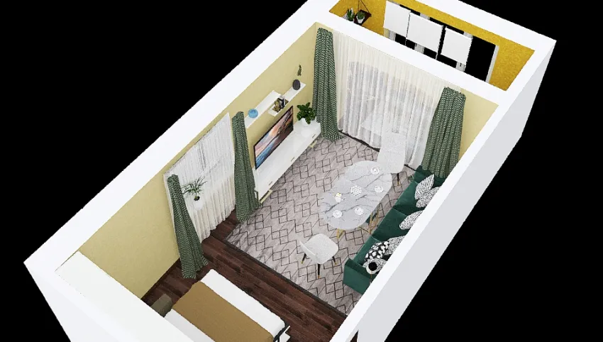 Copy of Спальня-гостиная и балкон 3d design picture 27.76