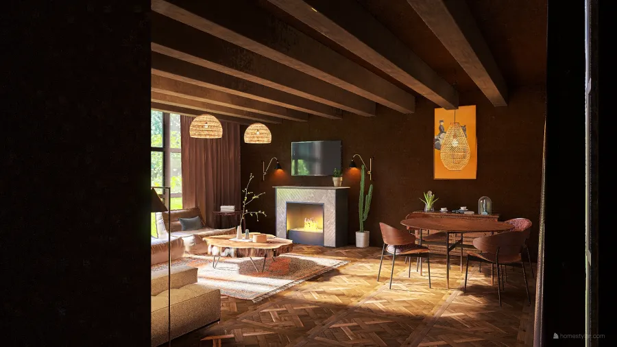 #HSDA2020RESIDENTIAL brown livingroom and bathroom 3d design renderings
