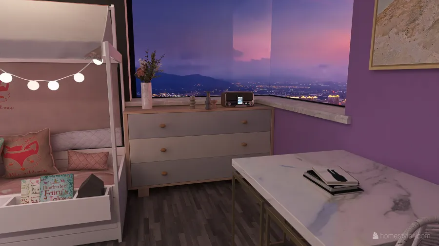 bedroom for girl 3d design renderings
