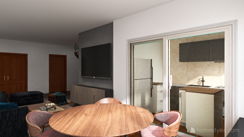 Hall and Kitchen Pam 3d design renderings