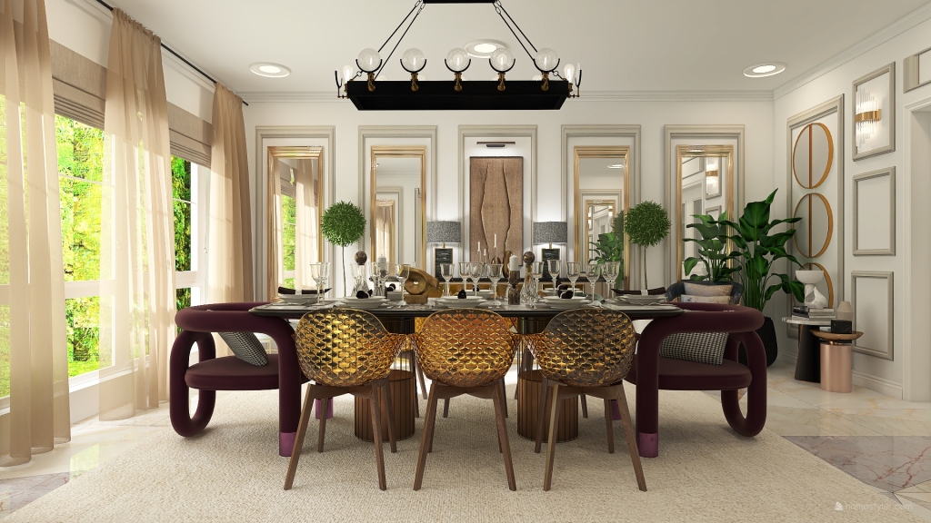 Cozy lux dining room 3d design renderings