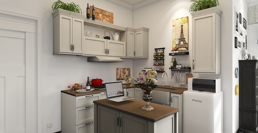 Residential - Small Appartment in Paris Interior Design Render