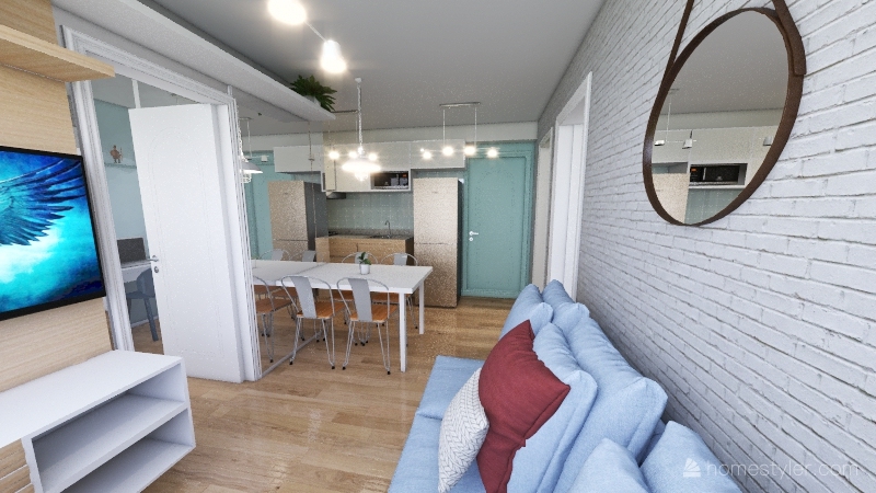 Sala de Estar/ Cozinha 3d design renderings