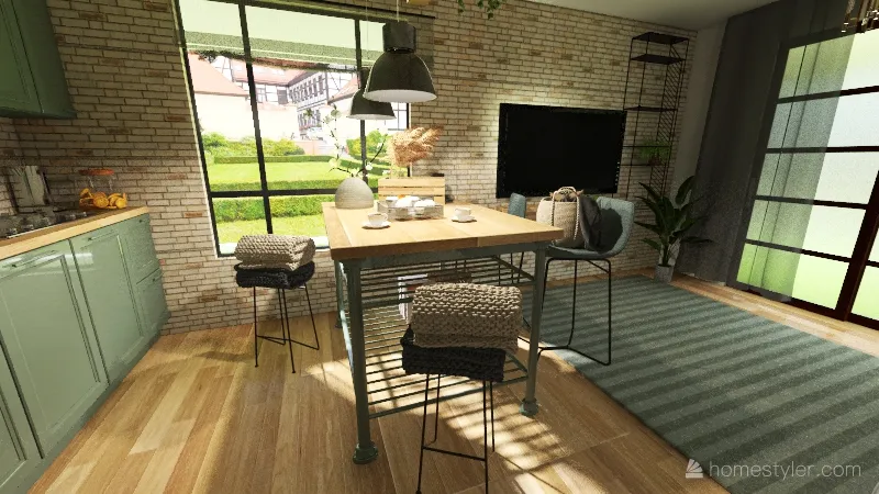 Vitaly- loft table window 2 3d design renderings