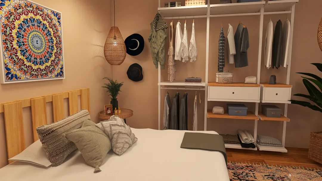 Bedroom Boho Chic 3d design renderings