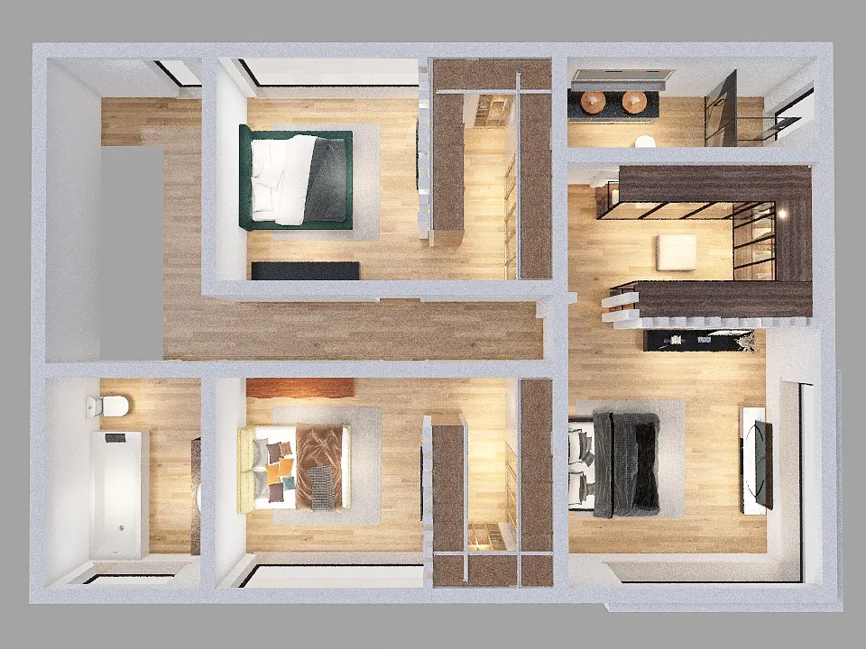 ultima casa/ quarto para trás 3d design renderings