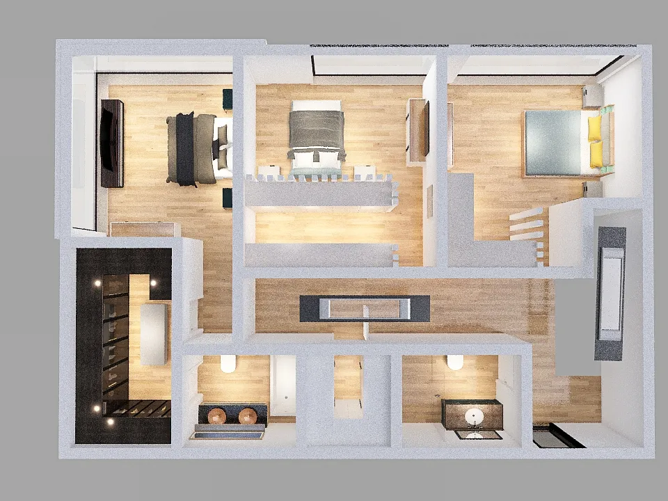 penúltima casa /quarto com armário 3d design renderings