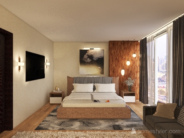 bedroom with dressing 3d design renderings
