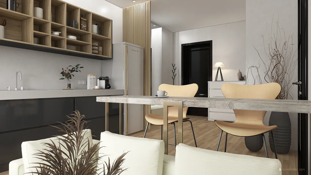 One bedroom apartment for just married 3d design renderings