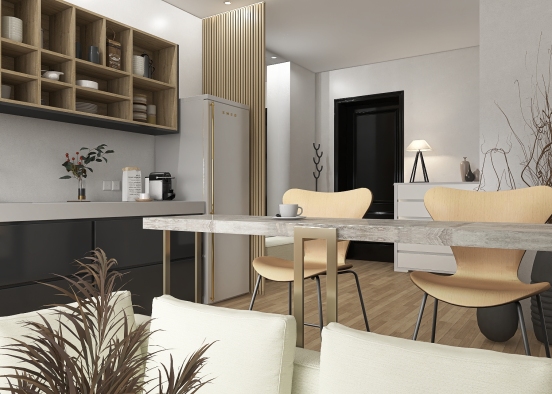 One bedroom apartment for just married  Design Rendering