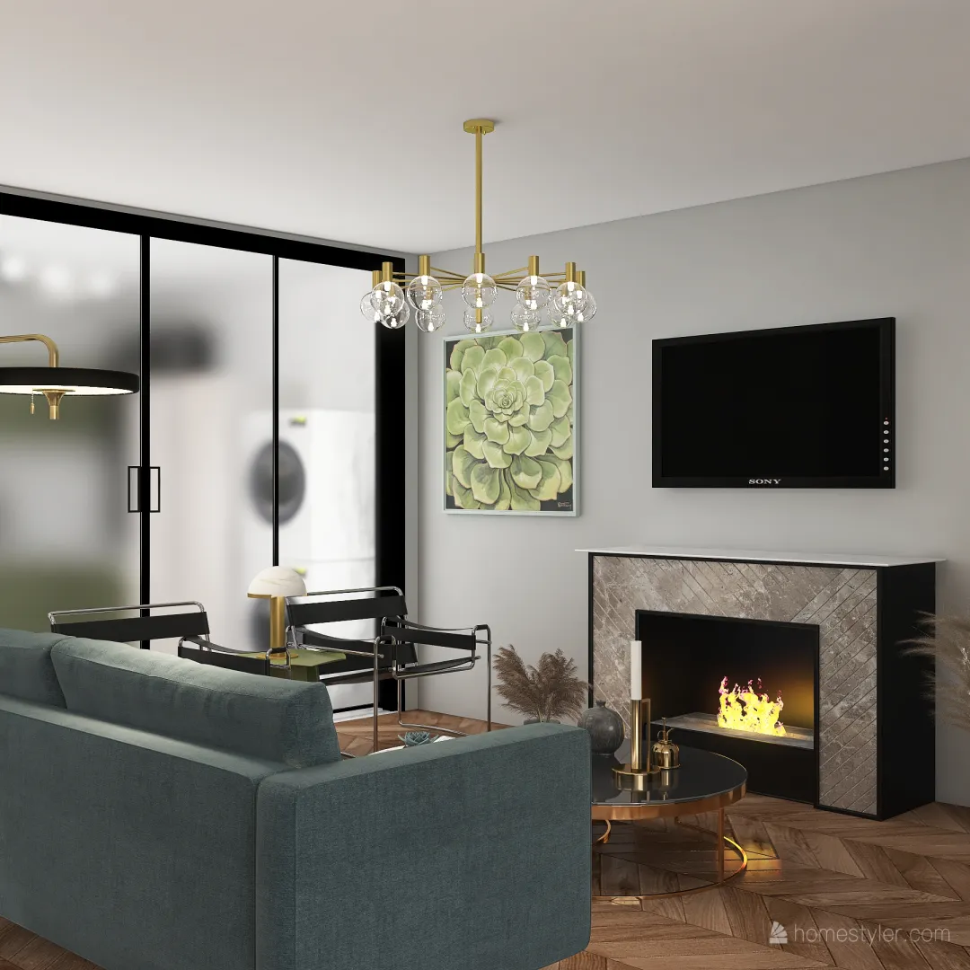apartment in green 3d design renderings