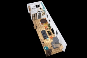Living Room - Kitchen Design Rendering