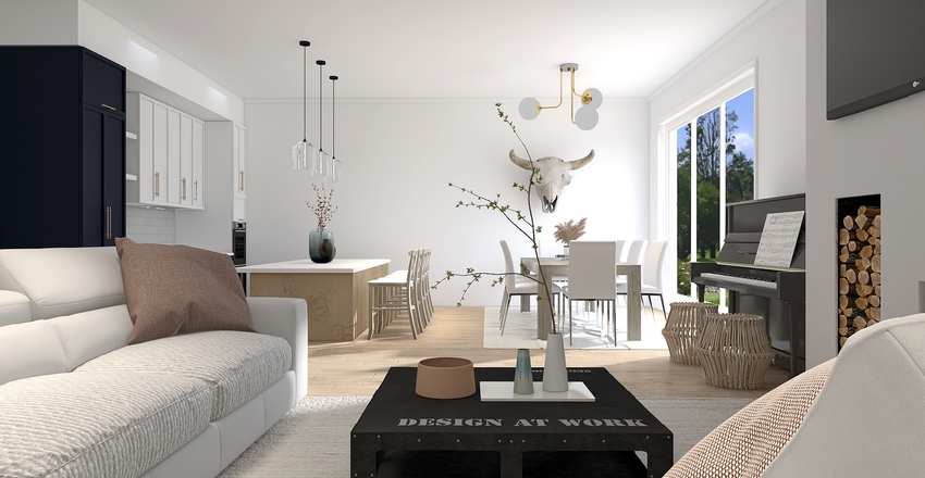 Petit appartement de style ferme moderne en Californie Interior Design Render