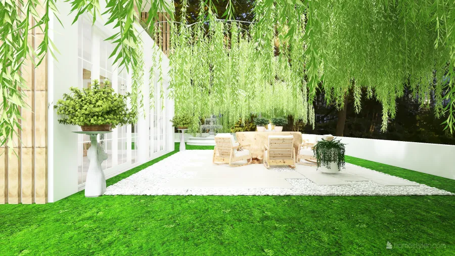 Rustic Bohemian Farmhouse Willow Estate WoodTones White 3d design renderings