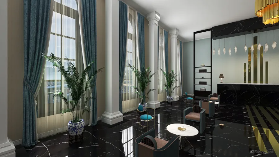 Вестибюль гостиницы 3d design renderings