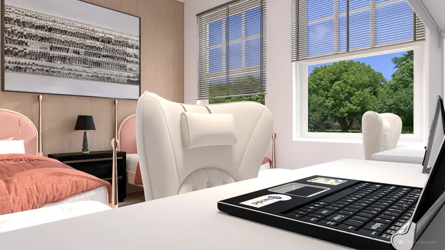 Contemporary Modern White Kid's Bedroom 3d design renderings