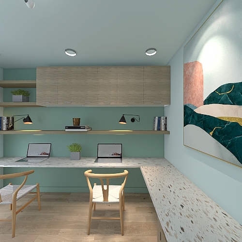 Mommy and Me Home Office/Study Room Interior Design Render