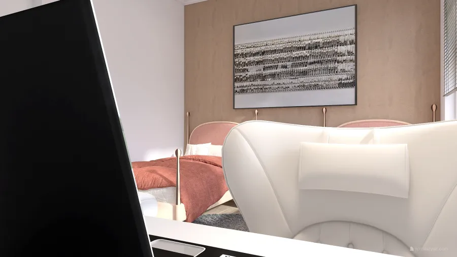 Contemporary Modern White Kid's Bedroom 3d design renderings